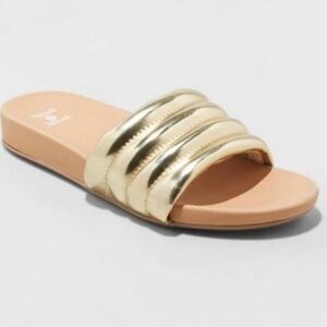 LAST ONE!!! Women's Kendra Single Band Slide Sandals -Shade & Shore in Gold
